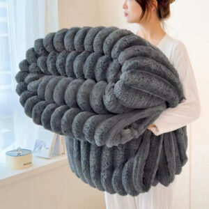 Thickened Solid Color Wide Striped Multifunctional Blanket - Versatile Bed Sheet, Nap, and Pet Blanket