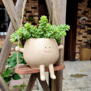Creative Wall Hanging Cartoon Flowerpot - Multifunctional Resin Swing Flower Container for Home & Garden Decor