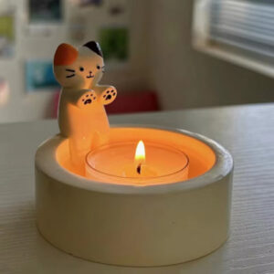 Adorable Cartoon Cat Candle Holder - Cute Tea Light Holder for Home & Office Decor | Charming Decorative Ornaments for Desktop