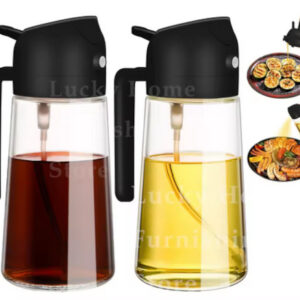 2-in-1 Olive Oil Dispenser Bottle - 500ml Plastic Oil Sprayer for Cooking, BBQ, Baking & Picnic - Perfect Kitchen Tool (1-2PCS)