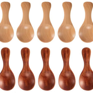 Mini Natural Wooden Spoons - Set of 1-10PCS for Tea, Honey, Coffee, Condiments & Sugar - Essential Kitchen Gadgets