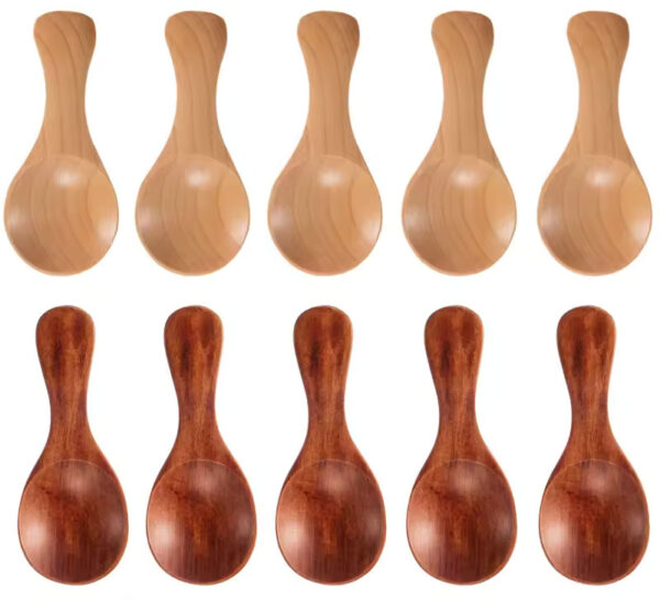 Mini Natural Wooden Spoons - Set of 1-10PCS for Tea, Honey, Coffee, Condiments & Sugar - Essential Kitchen Gadgets