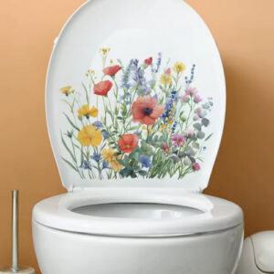 Green Plant Leaves Bathroom Toilet Sticker - Self-Adhesive Floral Wall Decal for WC Closestool Home Decoration