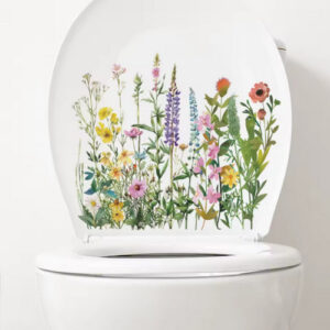 Green Plant Leaves Bathroom Toilet Sticker - Self-Adhesive Floral Wall Decal for WC Closestool Home Decoration