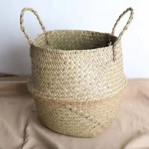 Stylish Wicker Basket Toy Organizer | Folding Rattan & Seagrass Storage for Laundry, Plants & Home Decor