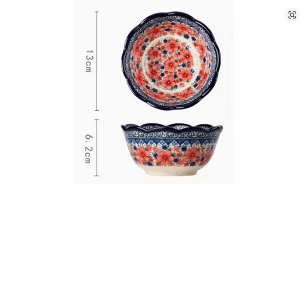 Ethnic Style Vintage Ceramic Bowl – Floral Pattern Noodle & Salad Dish