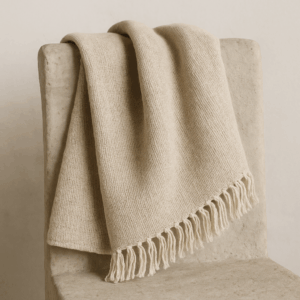 Algorithmic Linen Throw neatly folded against a neutral background